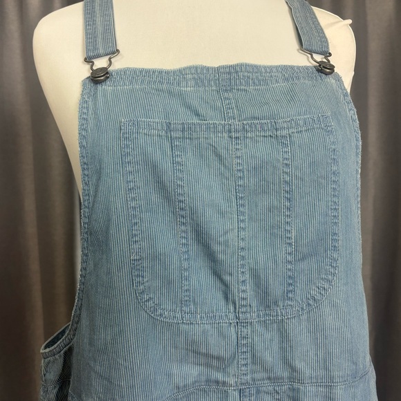 Aerie Blue White Striped Denim Overalls XL - Picture 4 of 8